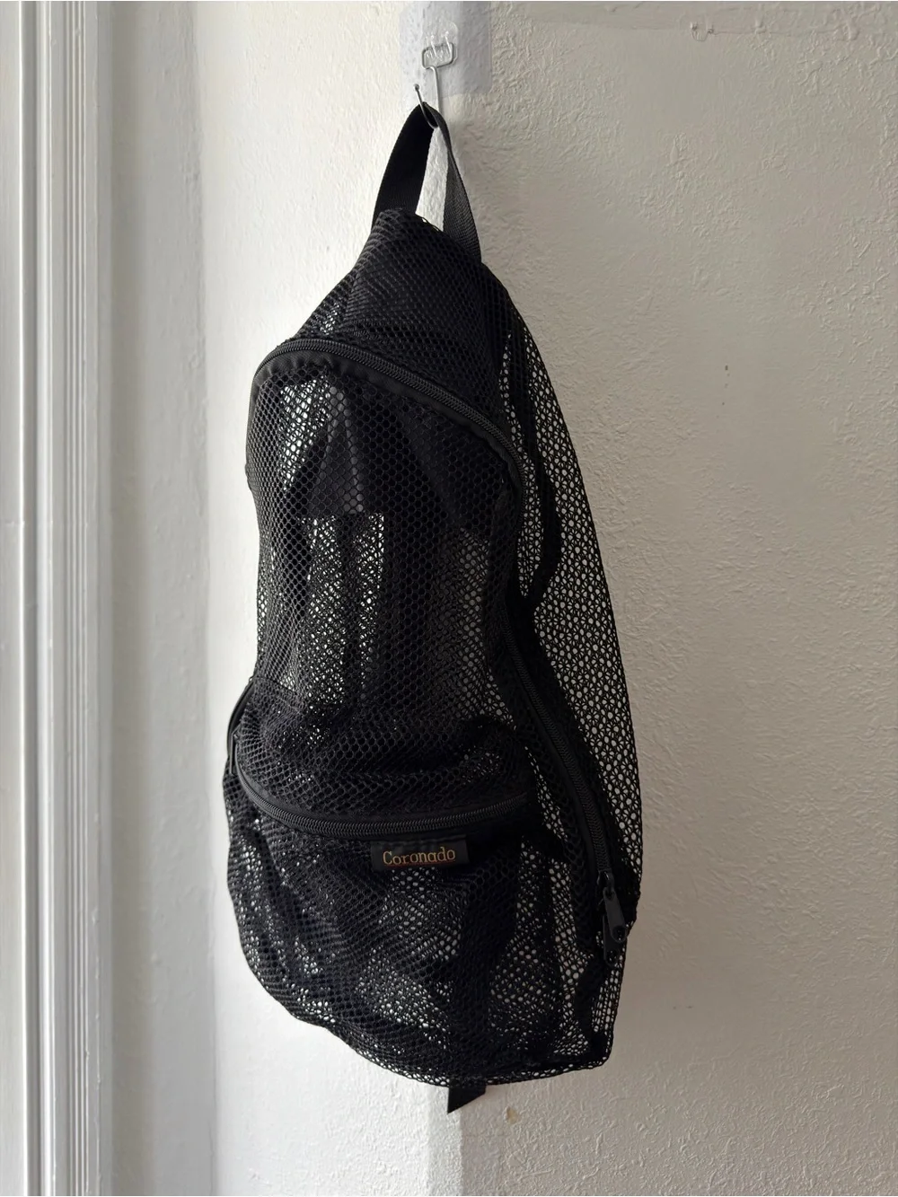 Vintage 00s Coronado black mesh see thru backpack 5x11x17”